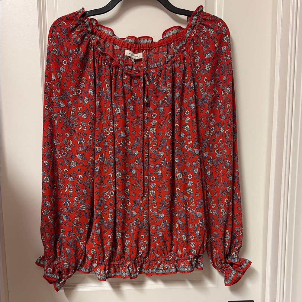 Max Studio Red Floral Blouse
